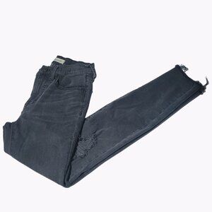 Madewell 9 inch High Rise Skinny Jeans Womens Size 26 Black Ripped Denim Pants